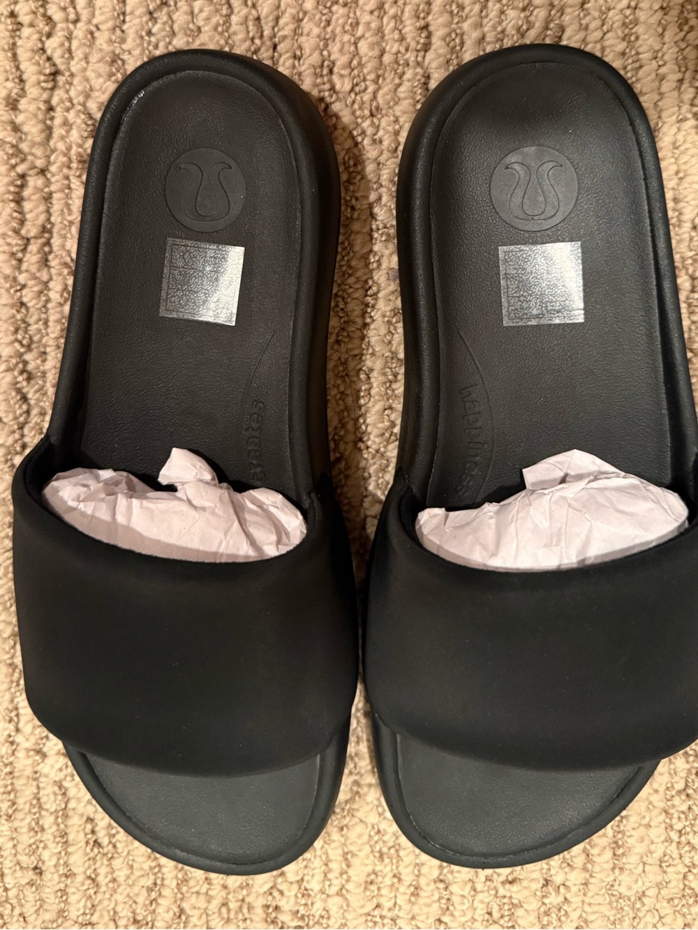 NIB Lululemon Black Slide Restful Sandals Slip-On Comfort Size 6